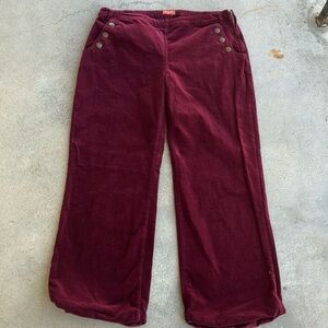 Modcloth The Madison Burgundy Stretch Corduroy Wide Leg Pants, XL
